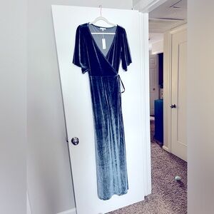 Baltic Born Meghan Velvet Wrap Maxi Dress XXL Blue Wedding Bridesmaid Plus